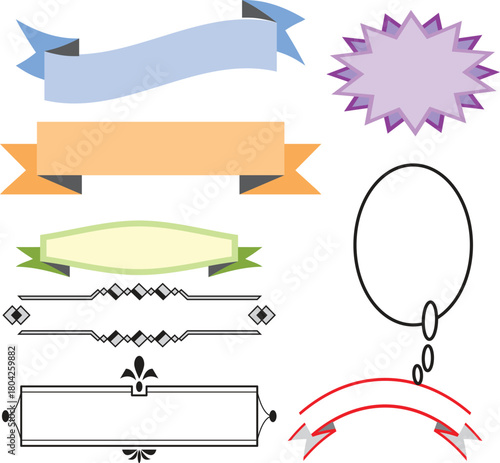 Decorative banner and seal brushes for advertisements and graphics