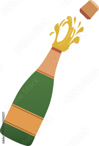 栓が抜けて噴き出すシャンパンボトルのアイコン