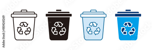 Recycling Bin Icon Set Multiple Style Collection