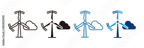 Wind Energy Icon Set Multiple Style Collection