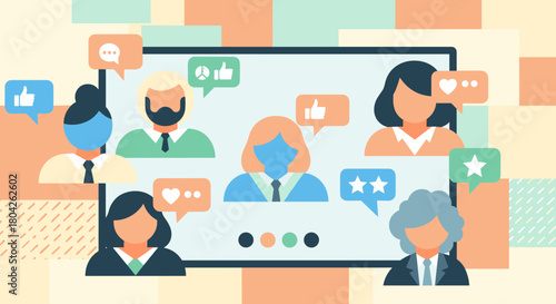 A diverse online community actively engages with digital content, sharing feedback and fostering connections within a dynamic social network platform.