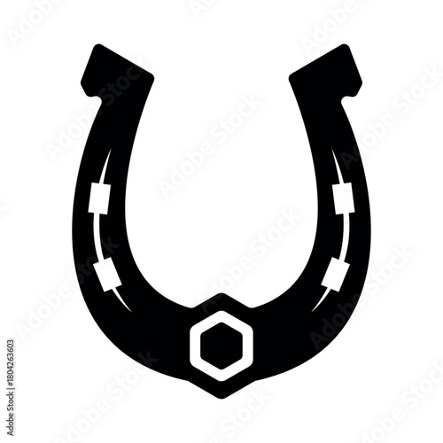 Horseshoe silhouette bolt shape, lucky charm vector design