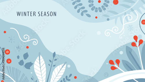 Scandinavian style winter foliage composition featuring pine branches berries and subtle decorative elements in a clean natural aesthetic