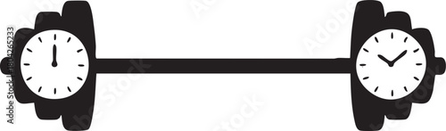 Time for fitness concept barbell with clocks illustration