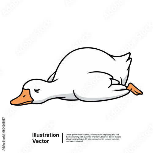 Illustration of a Tired Duck Laying Down, Showing Exhaustion and the Struggles of Daily Life