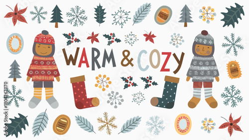 A warm and cozy festive design featuring a delightful illustration perfect for holiday celebrations and winter themes rendered in vibrant cmyk colors and clean vector graphics