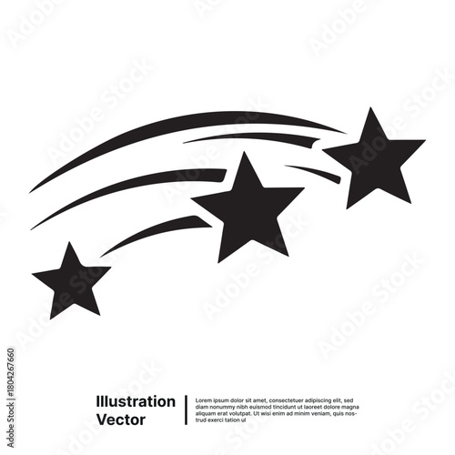 Three Shooting Stars Streaking Across a Dark Background with Copy Space for Text