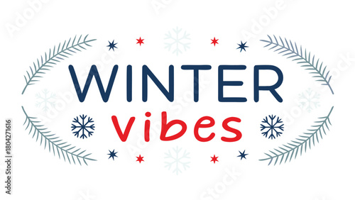 Bold and playful winter vibes typography design with vibrant colors and a clean modern layout perfect for seasonal promotions and festive graphics