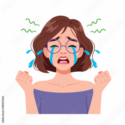 Extremely Upset Woman Crying and Screaming in Despair