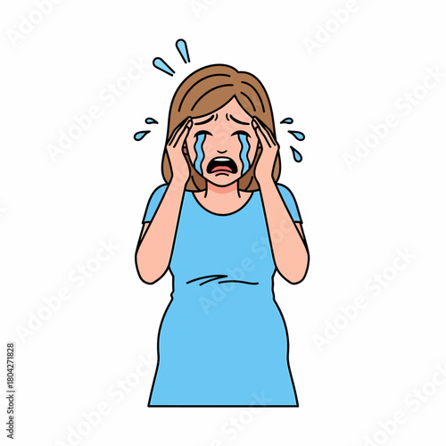 Crying Woman Illustration: Sadness, Grief, and Emotional Distress