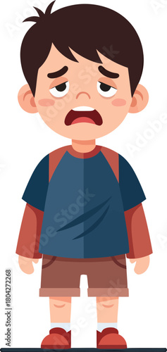 Tired Boy with Low Energy Battery Icon