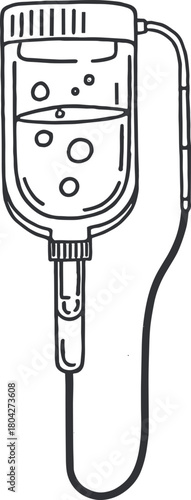 Medical Infusion Bag with Tubing and Drip Chamber bubbles line