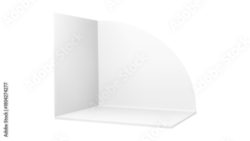 Room booth stand corner 3d mockup with empty white box cube and template section view. Mock up space area for exhibit show office or conference backdrop. Open realistic render on background design