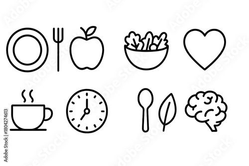 Healthy eating line icon set. Nutrition, food, wellness, dining outline icons collection