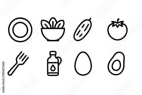 Healthy food line icon set. Vegetable, fruit icons outline collection for wellness