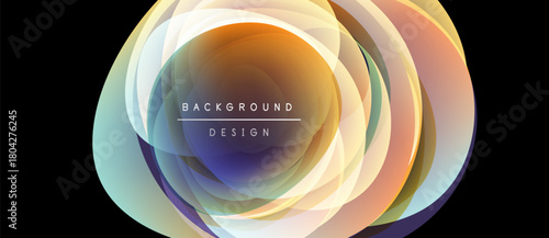 Abstract concentric circles create vibrant, layered effect. Text reads background design within central space. Colors blend smoothly.