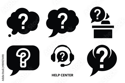 help center Simple silhouette icon graphic