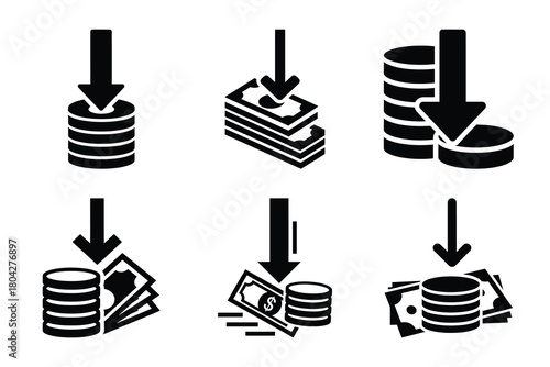 money down Simple silhouette icon graphic