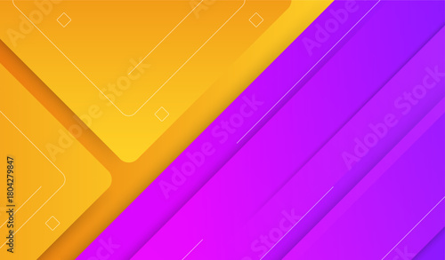 Yellow and purple abstract background with intersecting geometric shapes.