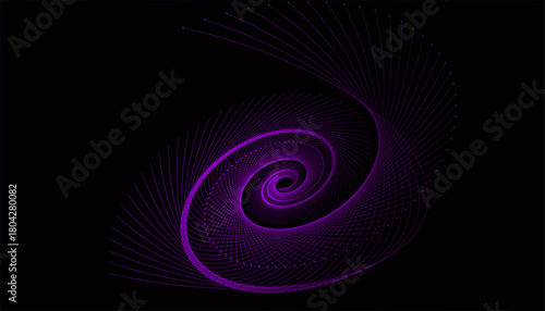 Abstract vortex or black hole illustration using fine neon lines.