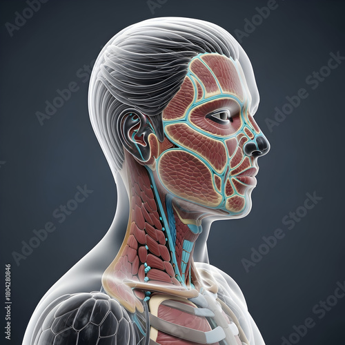 Human Anatomy Head Neck and Chest Muscles System