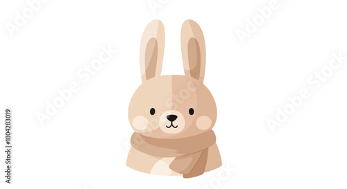 A cute cartoon illustration of a bunny wearing a scarf, perfect for children's designs.
