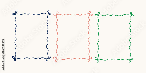 Hand drawn vintage frames in marine sea coastal style. Minimalist coquette vector borders. wedding, birthday party, invitations.