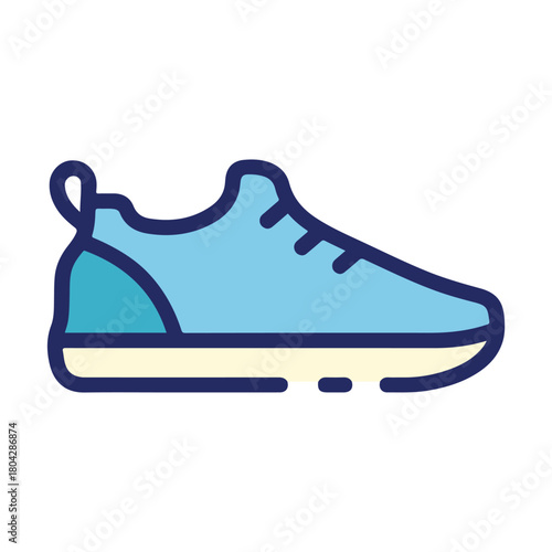 Blue and Teal Athletic Sneaker Icon shoe footwear