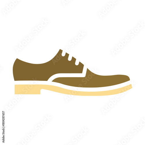 Brown Leather Oxford Shoe Icon with White and Yellow Sole footwear dress shoe