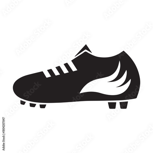 Black Silhouette of a Soccer Cleat with Wing Detail football boot shoe