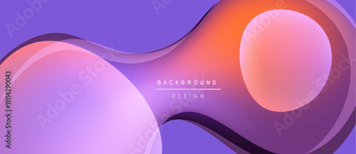 Abstract fluid shapes, purple orange gradient. Modern design, smooth curves, dynamic composition. Background element for digital projects.