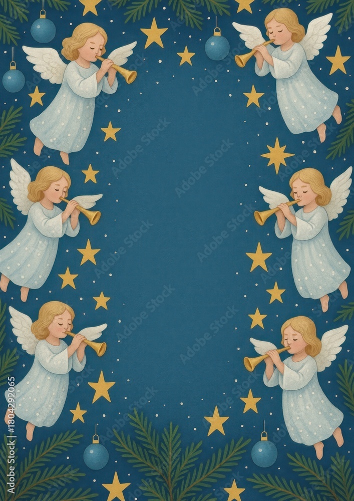 Obraz premium Angelic festive stars pattern