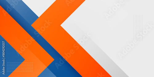 Abstract colorful blue and orange banner background. Overlap triangle arrow shapes pattern element concept design.