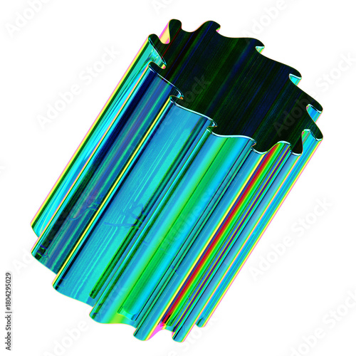Abstract iridescent 3D form, vibrant, modern, futuristic