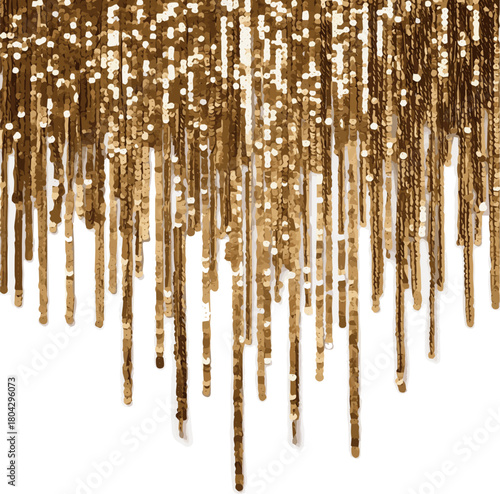 Create a Sparkling gold sequin curtain for a party backdrop vector art with white background.