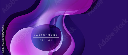 Abstract purple background. Flowing shapes create dynamic visual effect. Modern design elements present sleek aesthetic.