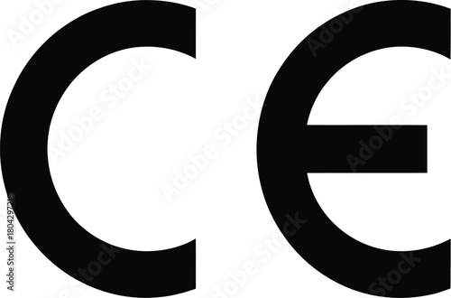 Close up of ce marking symbol in black and white design view