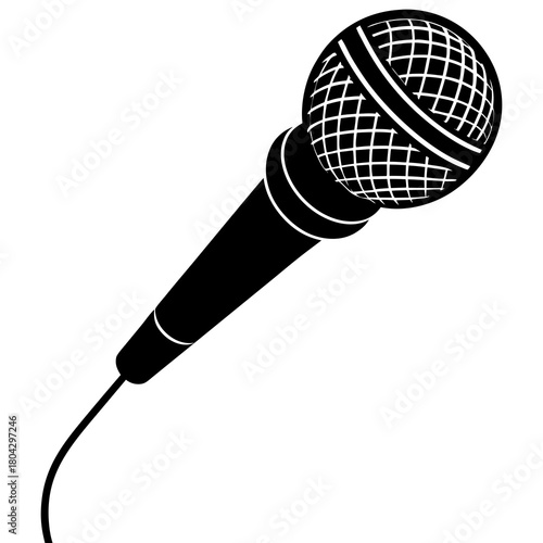 Classic black wired microphone icon for audio, music, speech