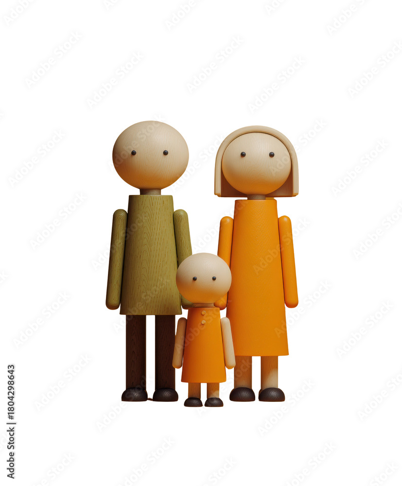 Obraz premium Family Portrait: A close-knit family, comprised of a parent, a mother and a child, stands side by side, creating a moment of togetherness, highlighting the importance of family bonds and love.