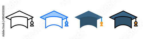 Graduation Hat Icon Collection Set Multiple Style