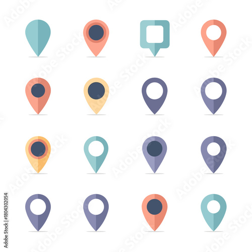 Location map icon with navigation route and pin marker
