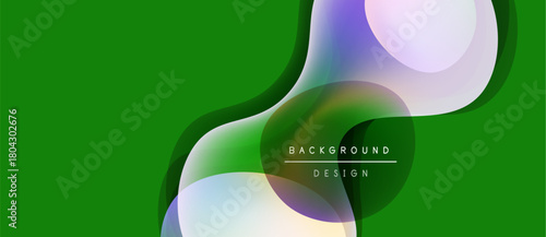 Abstract fluid shapes overlap, creating vibrant color gradients. Green background provides strong contrast. Text reads background design.