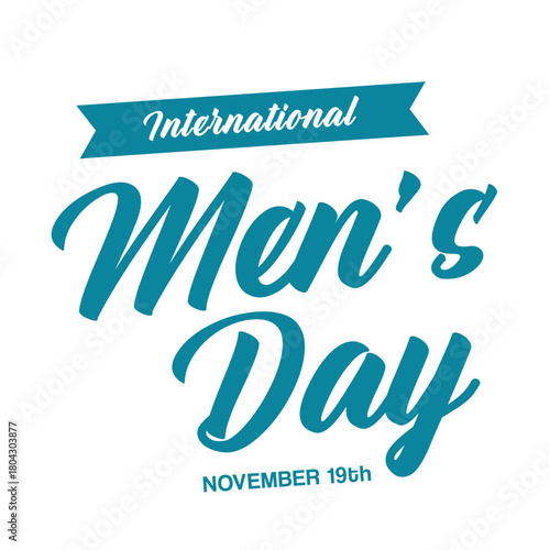 Blue Men's Day logo isolated on white background. International Men's Day lettering banner. Happy mens day poster, banner and sticker. 19 november celebration