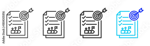 Strategic Planning icon set collection in creative outline style for Resilience workplace strategy leadership adaptability planning growth innovation tools design