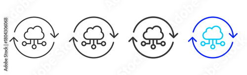 Cloud Resilience icon set collection in creative outline style for Resilience workplace strategy leadership adaptability planning growth innovation tools design