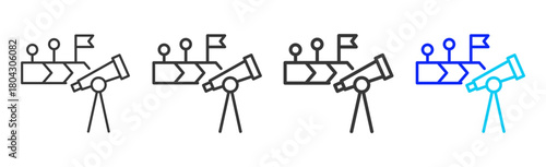 Strategic Foresight icon set collection in creative outline style for Resilience workplace strategy leadership adaptability planning growth innovation tools design
