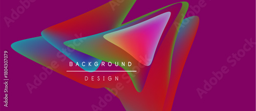 Vibrant abstract shapes overlap, creating dynamic colorful background. Text reads background design within central form.