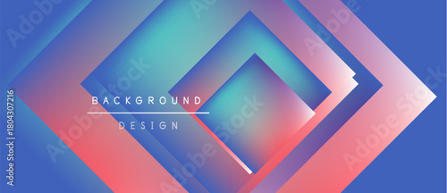 Abstract geometric design. Layers create depth, using vibrant gradients. Blue, pink, turquoise hues dominate composition. Text reads background design.