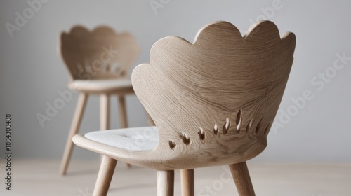 Contemporary wooden chairs with unique leaf-design backs