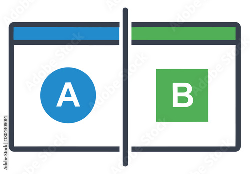 AB Split Test Comparison Icon Vector Graphic Blue and Green